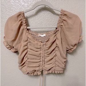 Papaya Pink Ruffled Crop Top